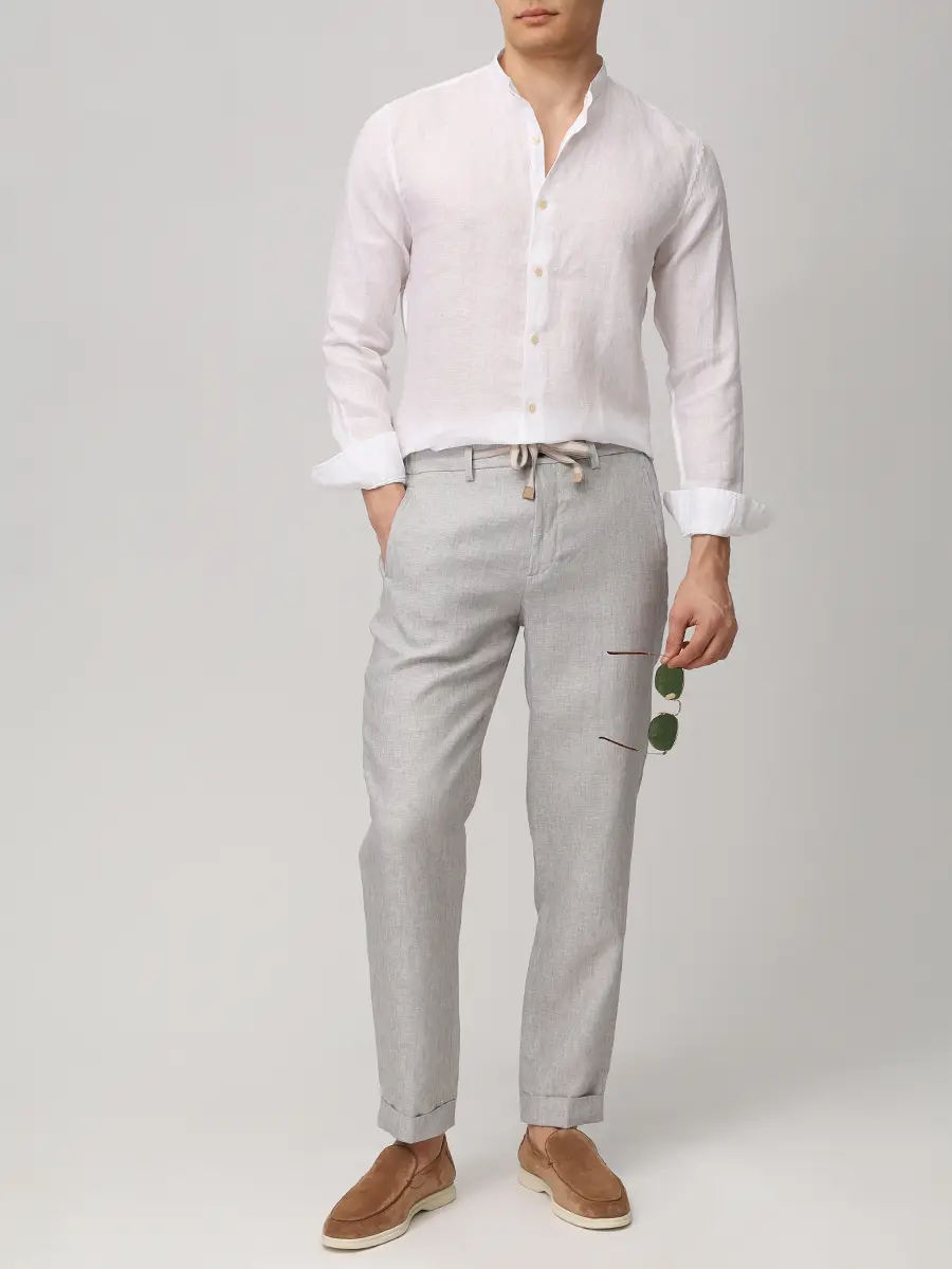 Рубашка Slim Fit льняная PAUL TAYLOR PT7CA L002 001 Белый  Фото 2