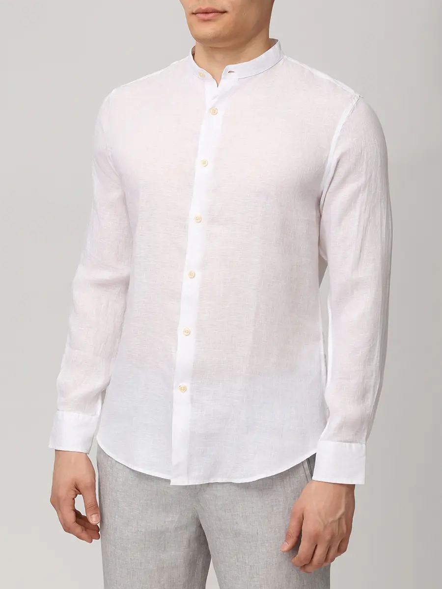 Рубашка Slim Fit льняная PAUL TAYLOR PT7CA L002 001 Белый  Фото 4