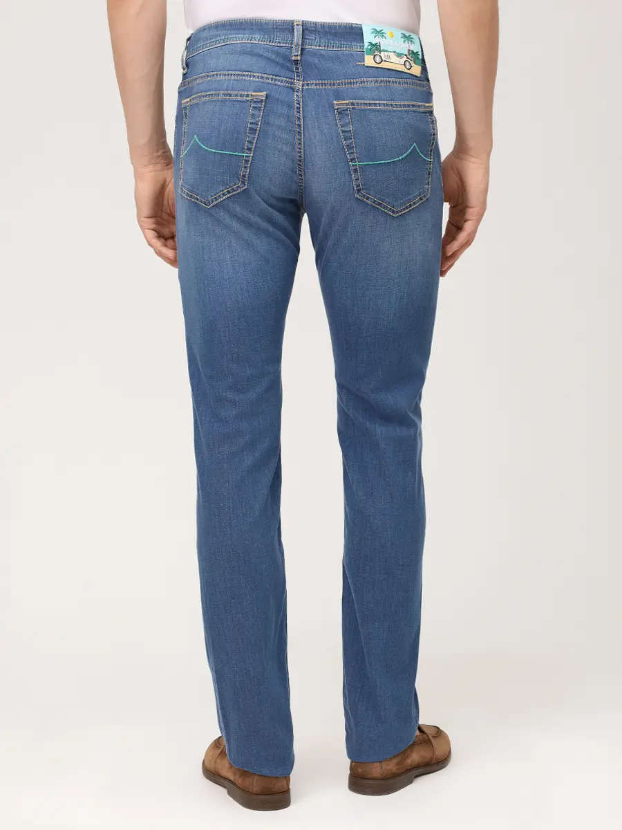 Джинсы Slim Fit хлопковые JACOB COHEN BARD JUR_QR004 R03 S3735 V1 200D Синий  Фото 3