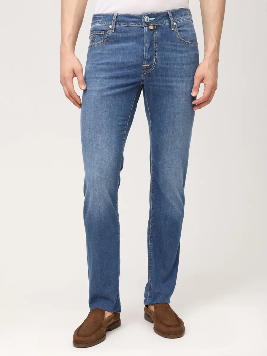 Джинсы Slim Fit хлопковые JACOB COHEN BARD JUR_QR004 R03 S3735 V1 200D Синий  Фото 4