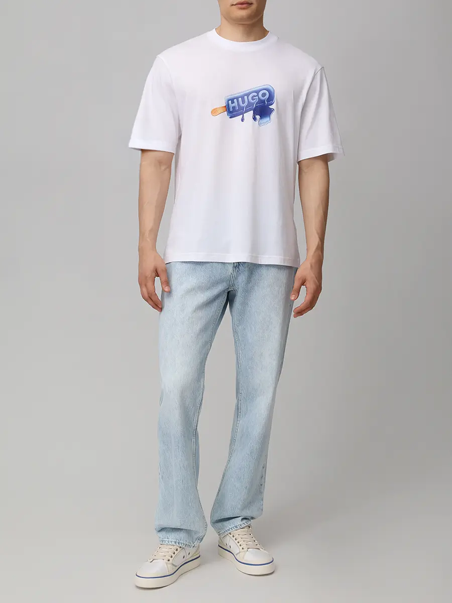 Джинсы Regular Fit хлопковые HUGO 50555950/449 Голубой  Фото 2