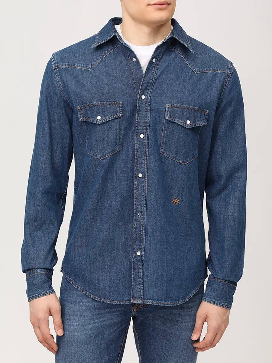 Рубашка Regular Fit джинсовая JACOB COHEN JUM_C0002 017 T9734 S1 200D Синий  Фото 4