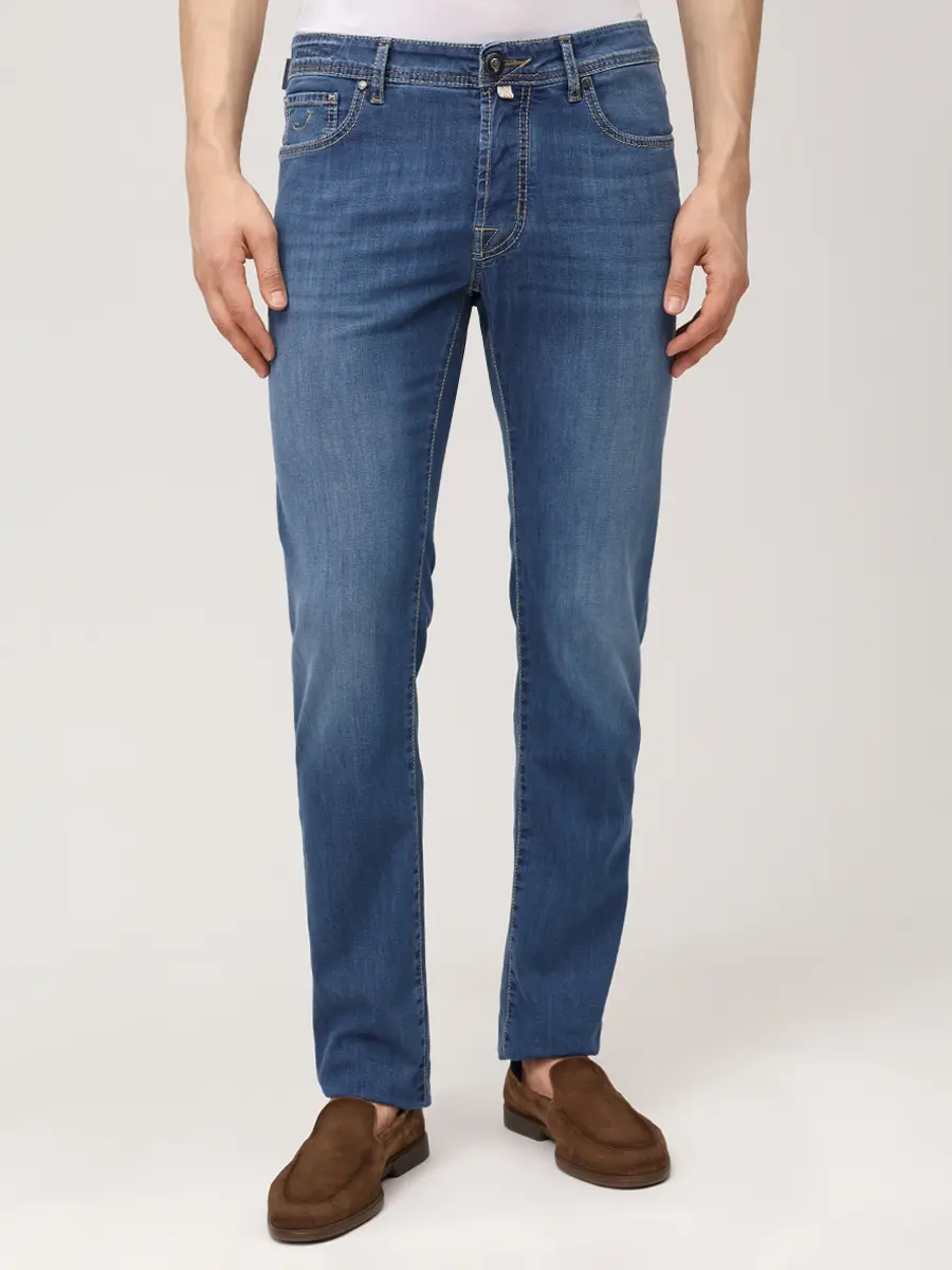Джинсы Slim Fit хлопковые JACOB COHEN BARD JUM_QM004 059 S3735 V1 200D Синий  Фото 4