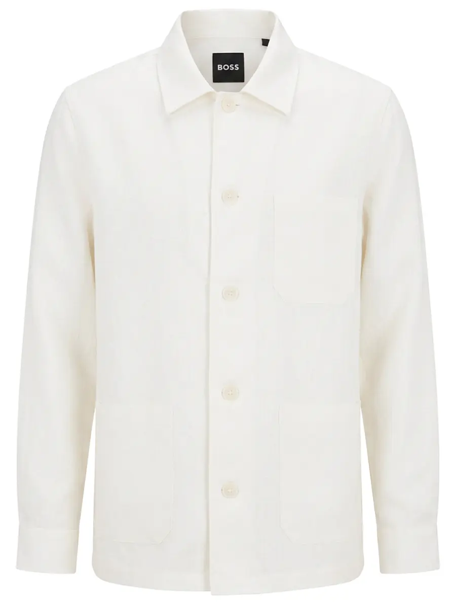 Рубашка Relaxed Fit льняная BOSS 50561615/100 Белый 
