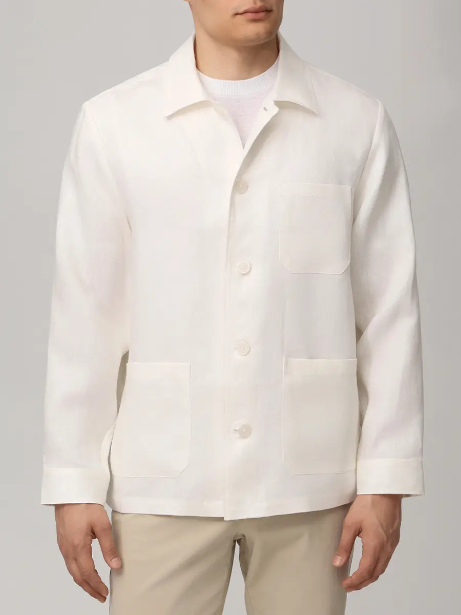 Рубашка Relaxed Fit льняная BOSS 50561615/100 Белый  Фото 4