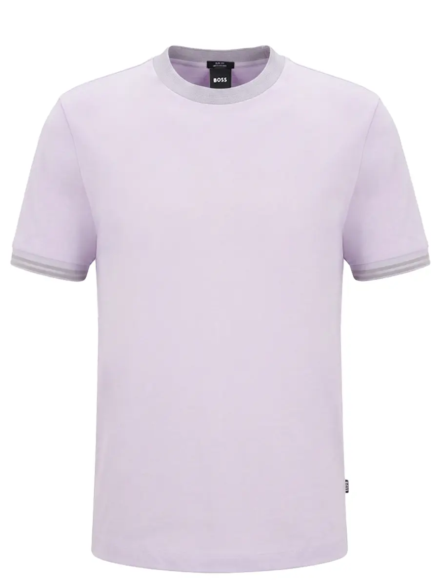 Футболка Slim Fit хлопковая BOSS 50559667/553 Сиреневый 