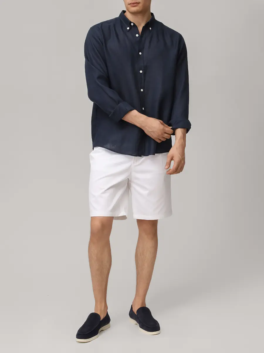 Шорты Relaxed Fit хлопковые BOSS 50557421/100 Белый  Фото 2