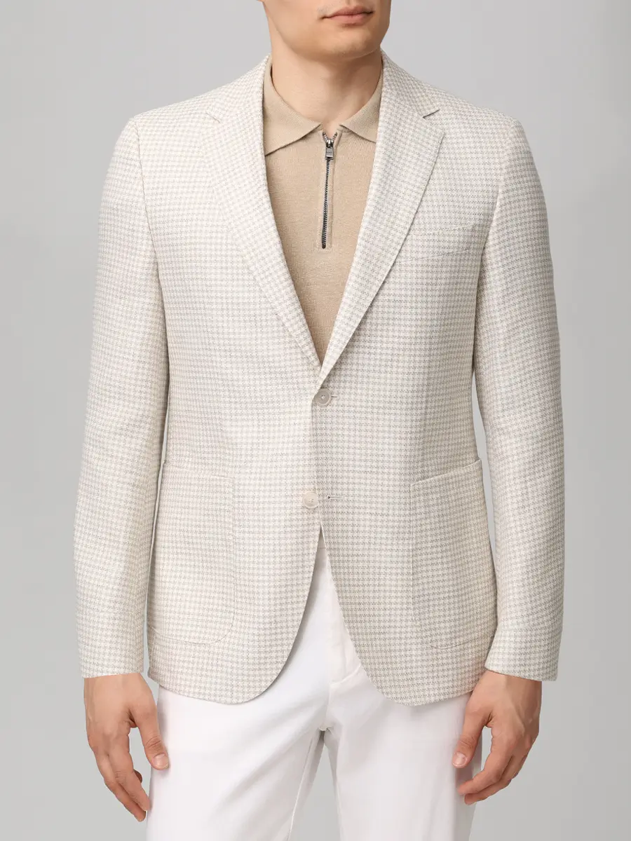 Пиджак Regular Fit изо льна и хлопка BOSS 50561891/286 Бежевый  Фото 4