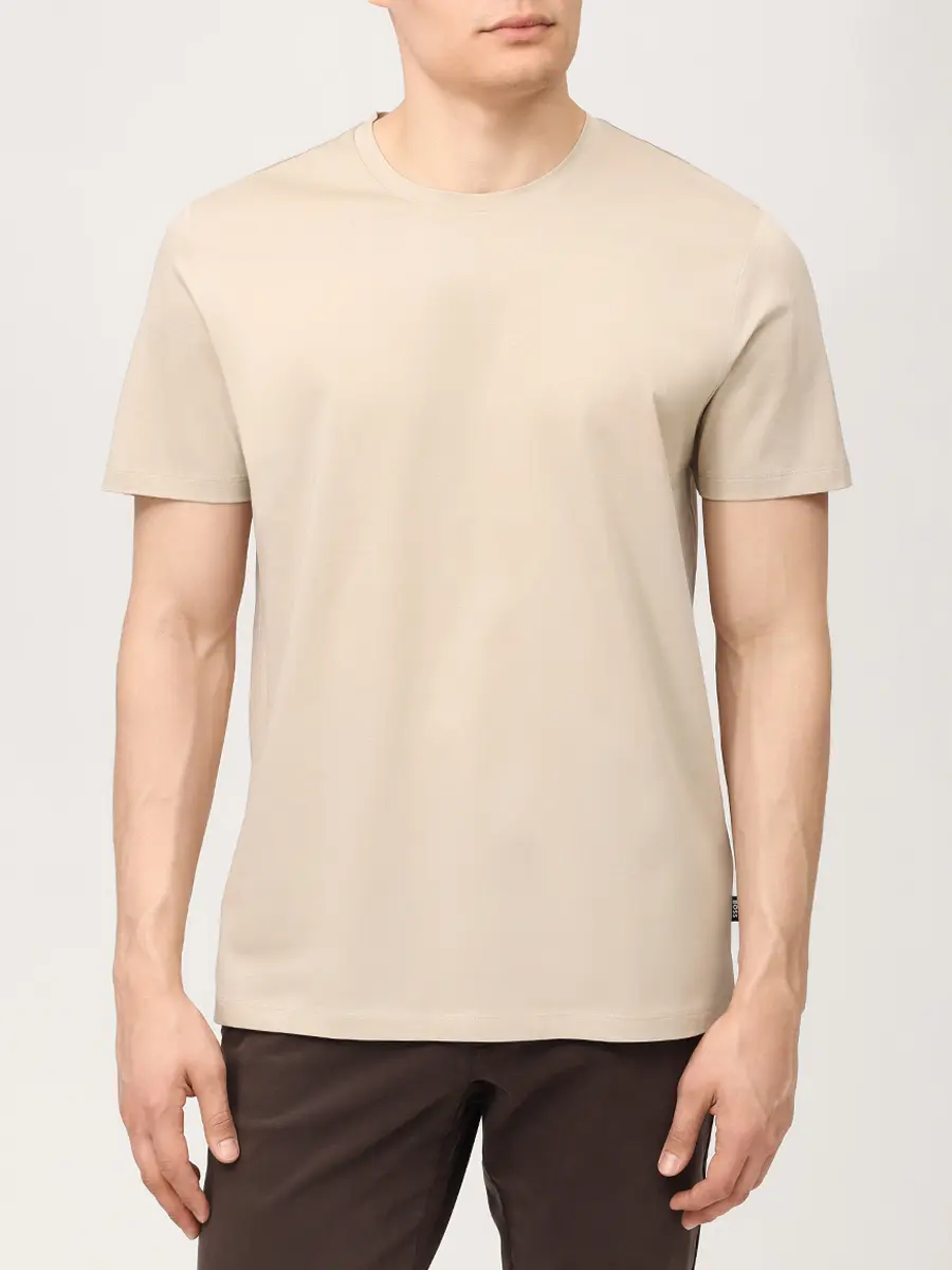 Футболка Slim Fit хлопковая BOSS 50468395/286 Бежевый  Фото 4