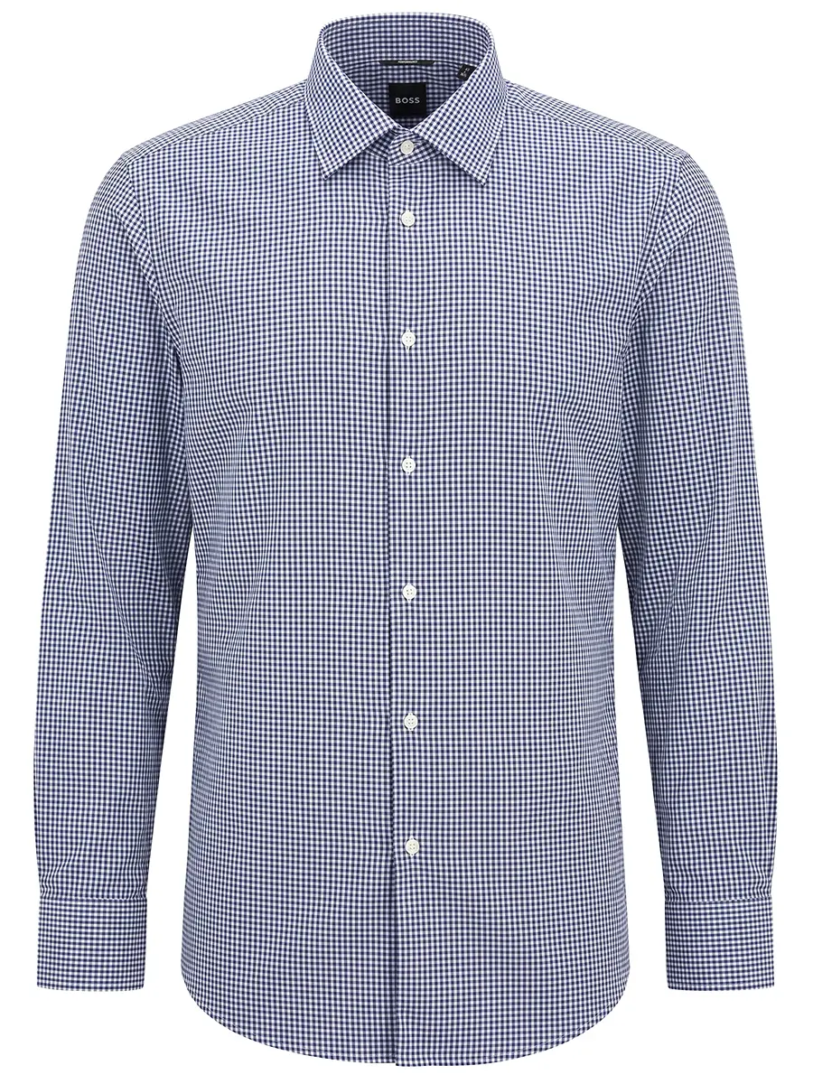 Рубашка Slim Fit в клетку BOSS 50561078/404 Белый 