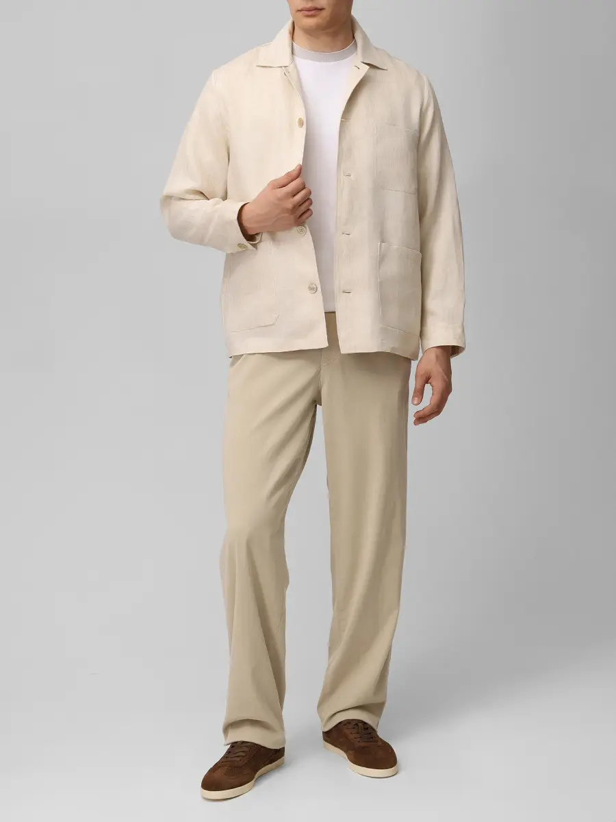Брюки Regular Fit из лиоцелла BOSS 50557410/286 Бежевый  Фото 2