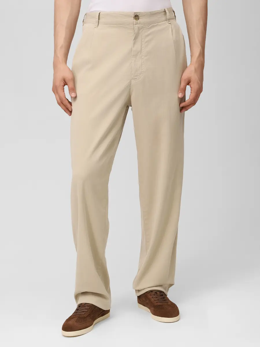 Брюки Regular Fit из лиоцелла BOSS 50557410/286 Бежевый  Фото 4