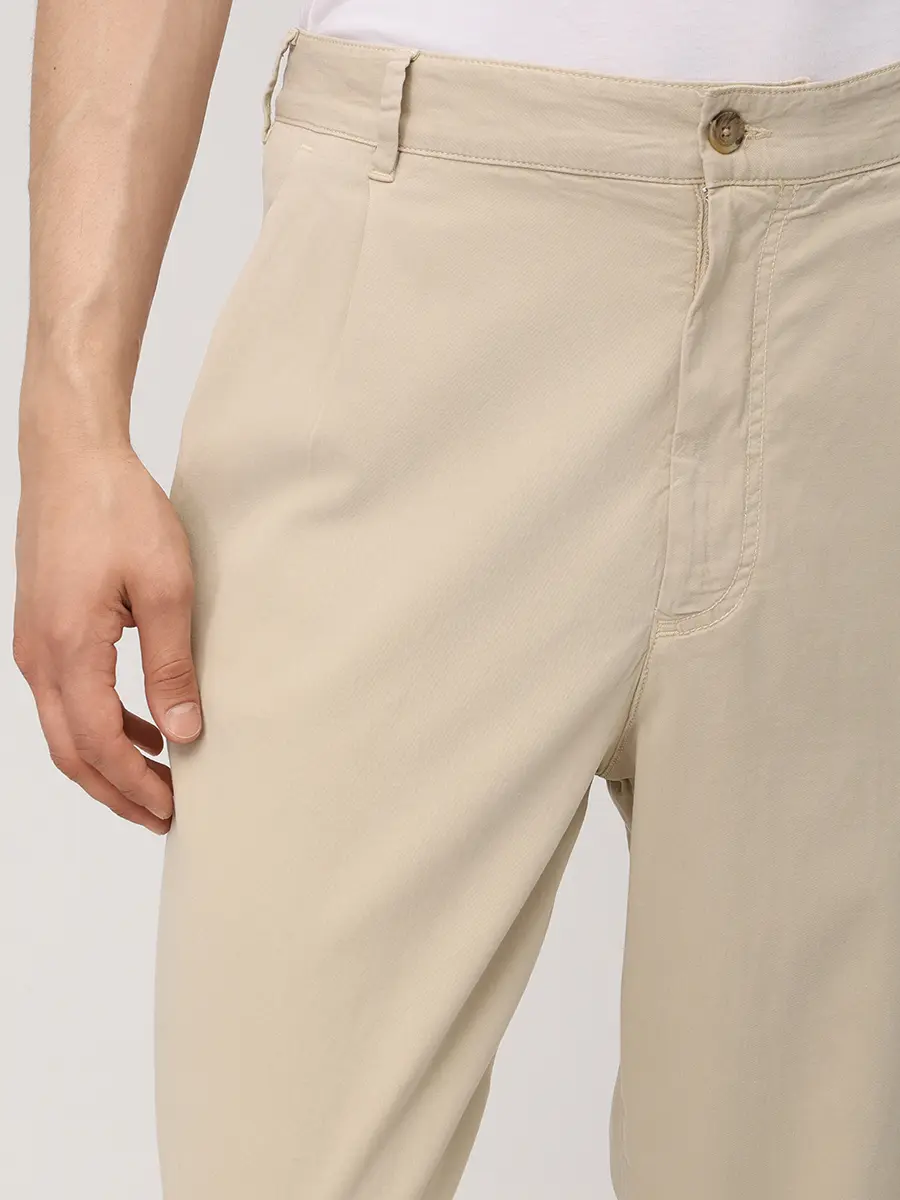 Брюки Regular Fit из лиоцелла BOSS 50557410/286 Бежевый  Фото 5