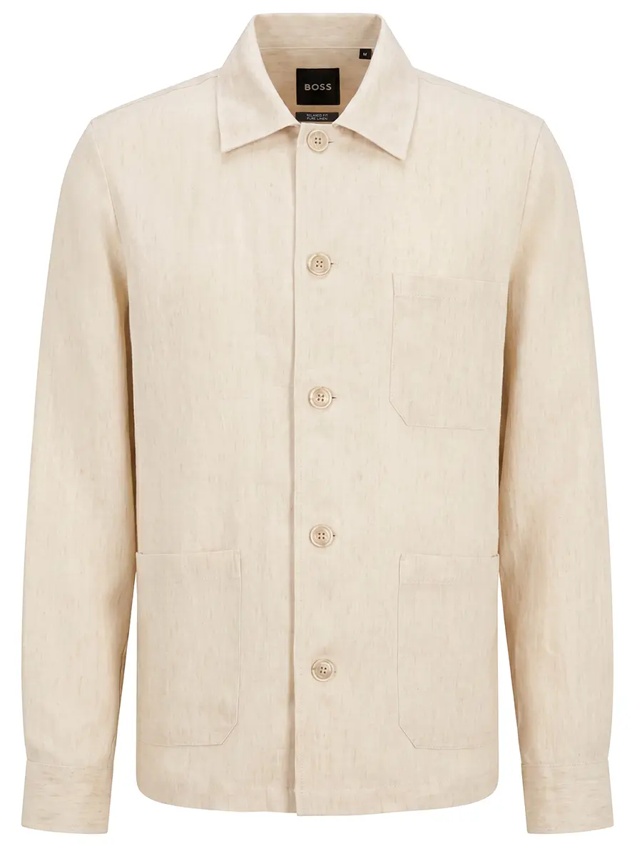 Рубашка Regular Fit льняная BOSS 50561615/286 Бежевый 