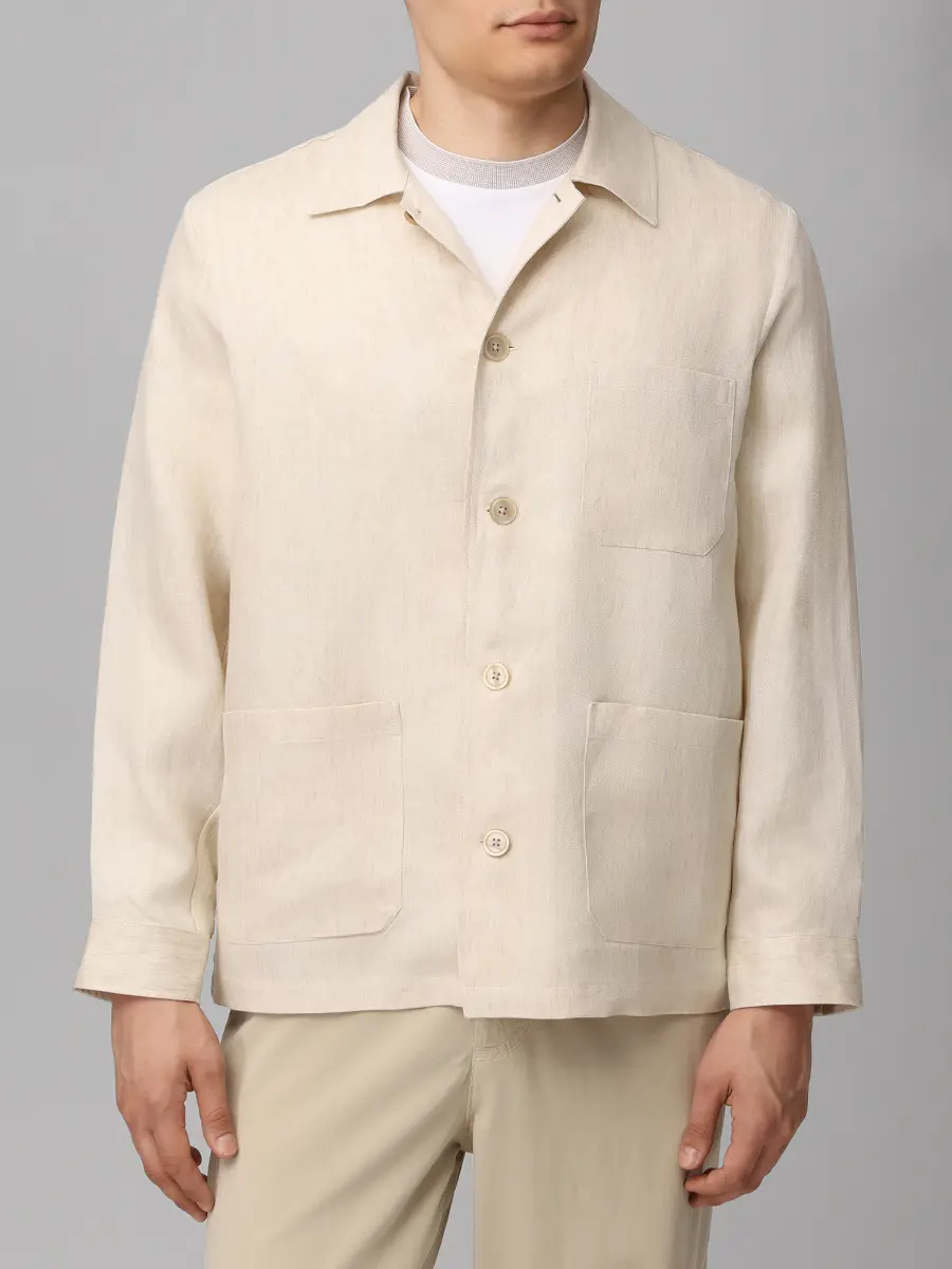 Рубашка Regular Fit льняная BOSS 50561615/286 Бежевый  Фото 4