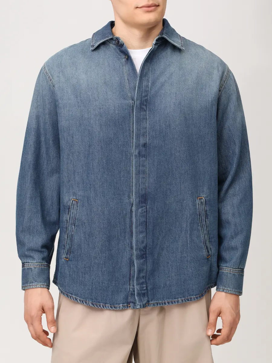 Рубашка Regular Fit джинсовая DARKPARK MSH11 TBL01W075 Деним  Фото 4