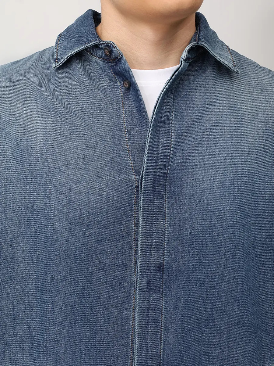 Рубашка Regular Fit джинсовая DARKPARK MSH11 TBL01W075 Деним  Фото 5