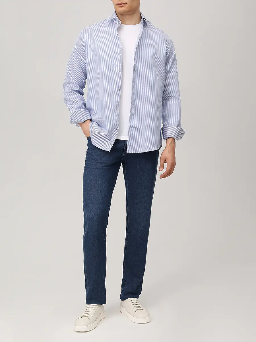 Джинсы Slim Fit из хлопка и лиоцелла PAUL & SHARK 25414143/J02 Синий  Фото 2