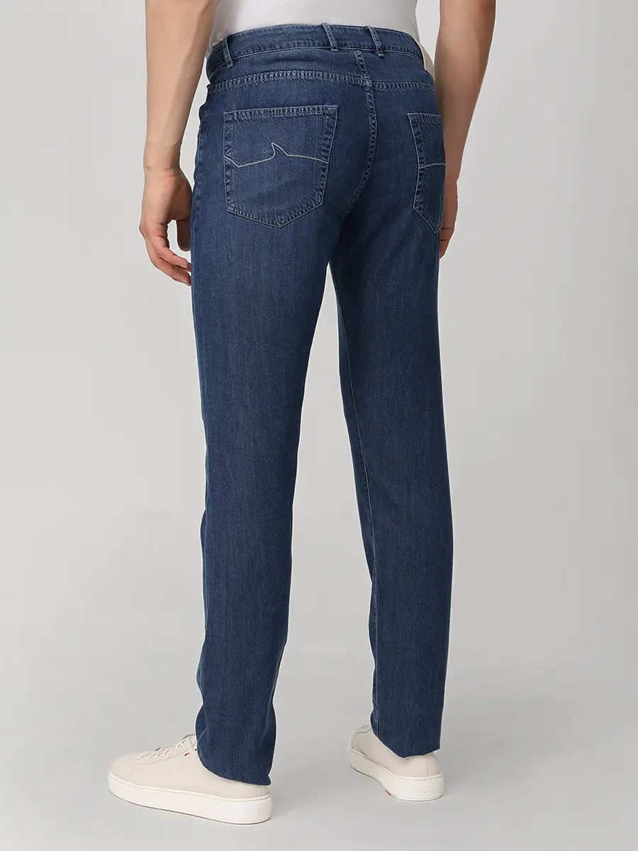 Джинсы Slim Fit из хлопка и лиоцелла PAUL & SHARK 25414143/J02 Синий  Фото 3