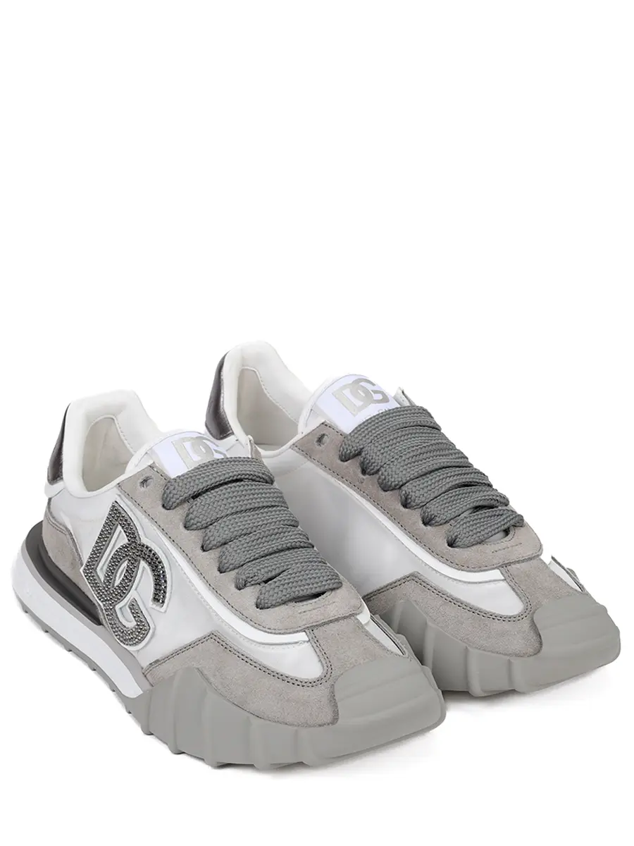 Кроссовки комбинированные DG Athletic DOLCE & GABBANA CK2384 A6N71 8K044 Белый  Фото 2