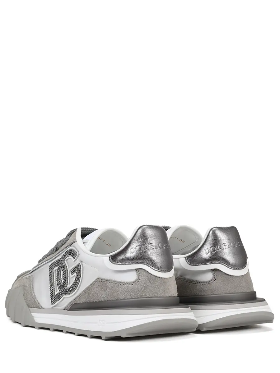 Кроссовки комбинированные DG Athletic DOLCE & GABBANA CK2384 A6N71 8K044 Белый  Фото 4