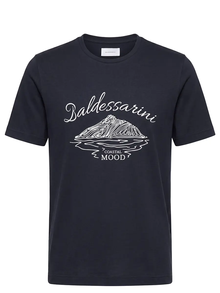 Футболка из хлопка и льна BALDESSARINI B4 20097.5317/6300 Темно- Синий 