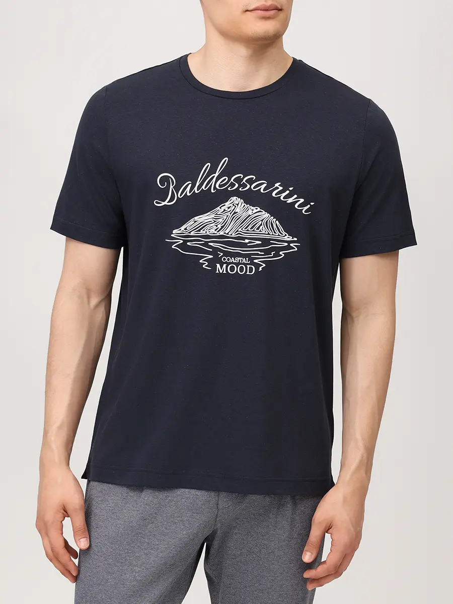 Футболка из хлопка и льна BALDESSARINI B4 20097.5317/6300 Темно- Синий  Фото 4