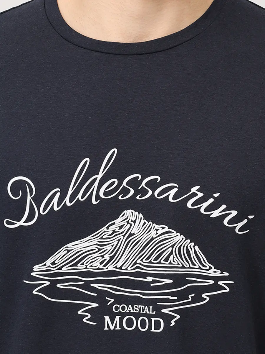 Футболка из хлопка и льна BALDESSARINI B4 20097.5317/6300 Темно- Синий  Фото 5
