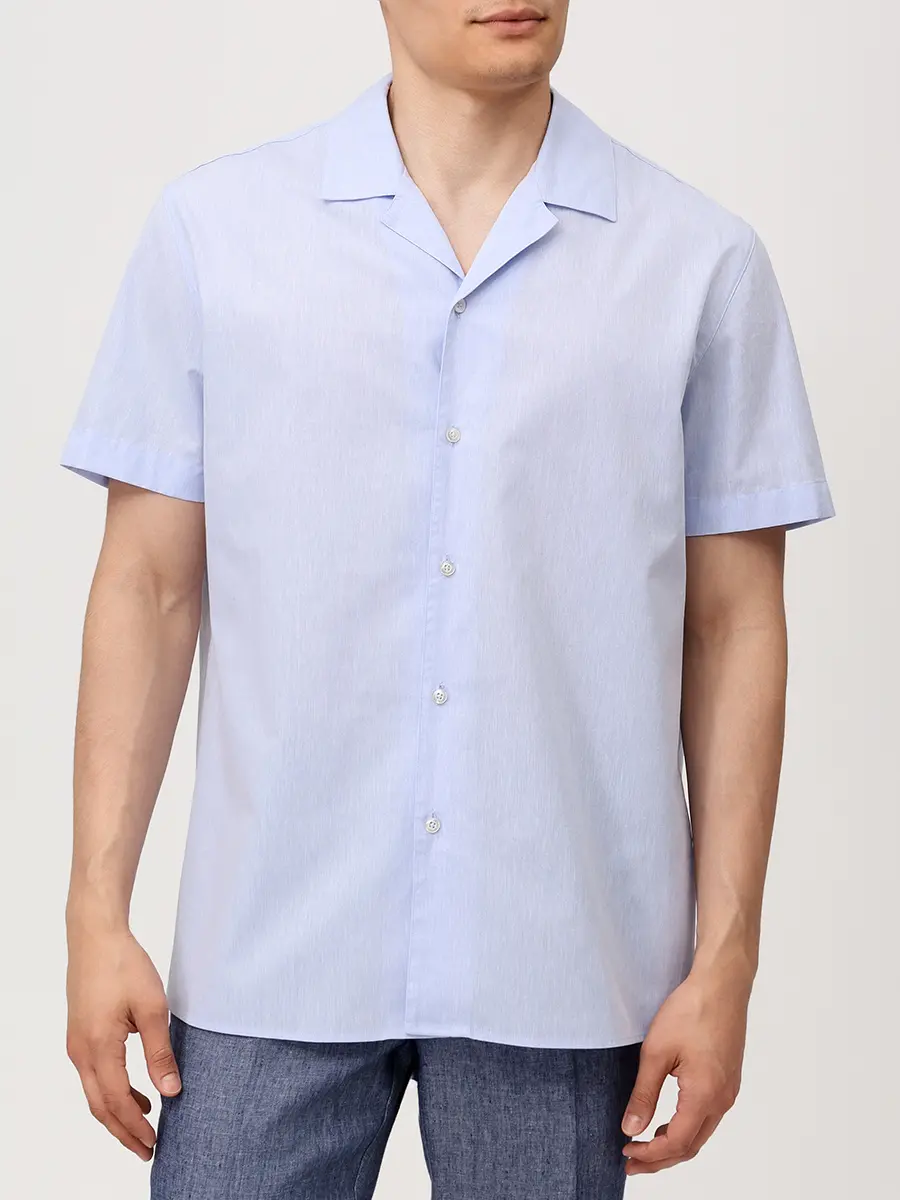 Рубашка Regular Fit из хлопка и льна BALDESSARINI B3 76001.3906/6134 Голубой  Фото 4