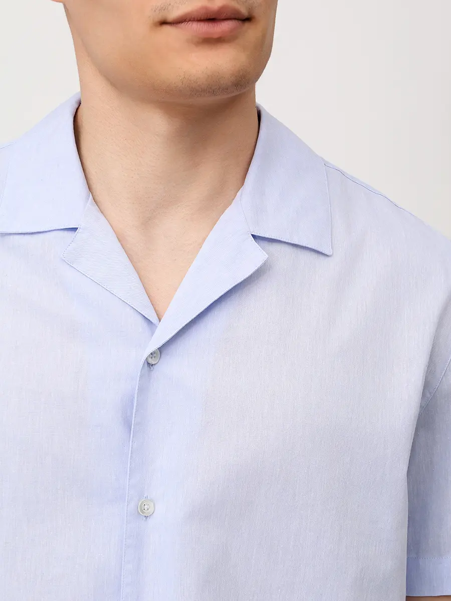 Рубашка Regular Fit из хлопка и льна BALDESSARINI B3 76001.3906/6134 Голубой  Фото 5