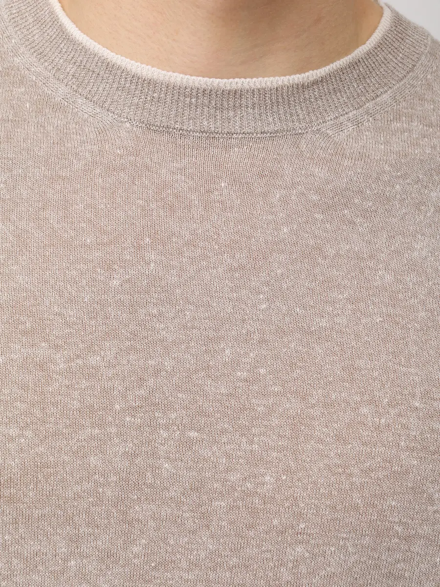 Футболка из хлопка и льна FIORONI CASHMERE MK30701A1 M.3 Бежевый  Фото 5