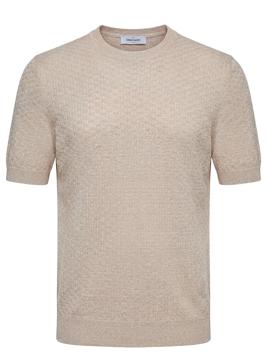 Футболка из хлопка и льна GRAN SASSO 57169/18668/109 Бежевый 
