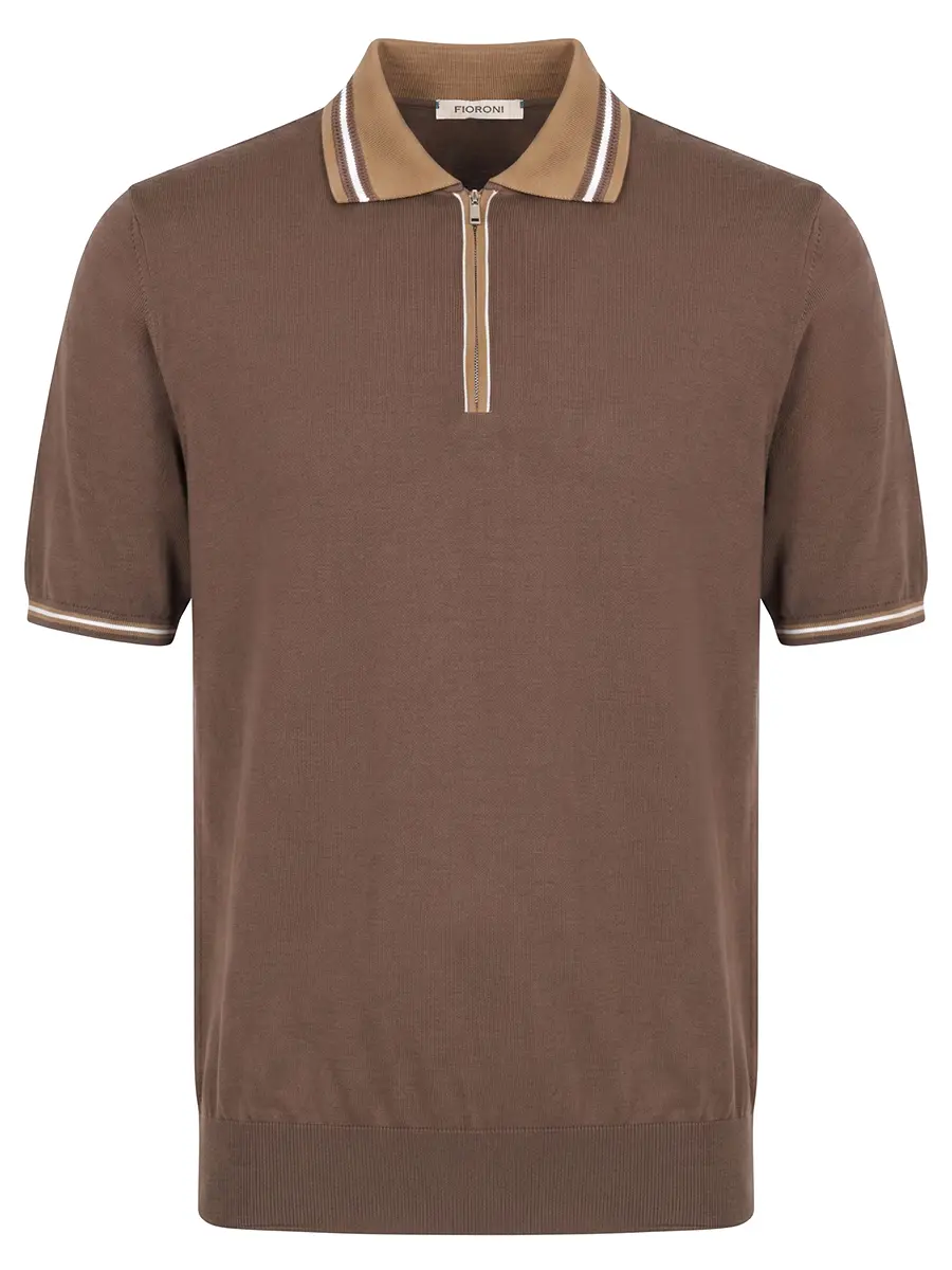 Поло хлопковое FIORONI CASHMERE MK30262C1 4X.3 Коричневый 
