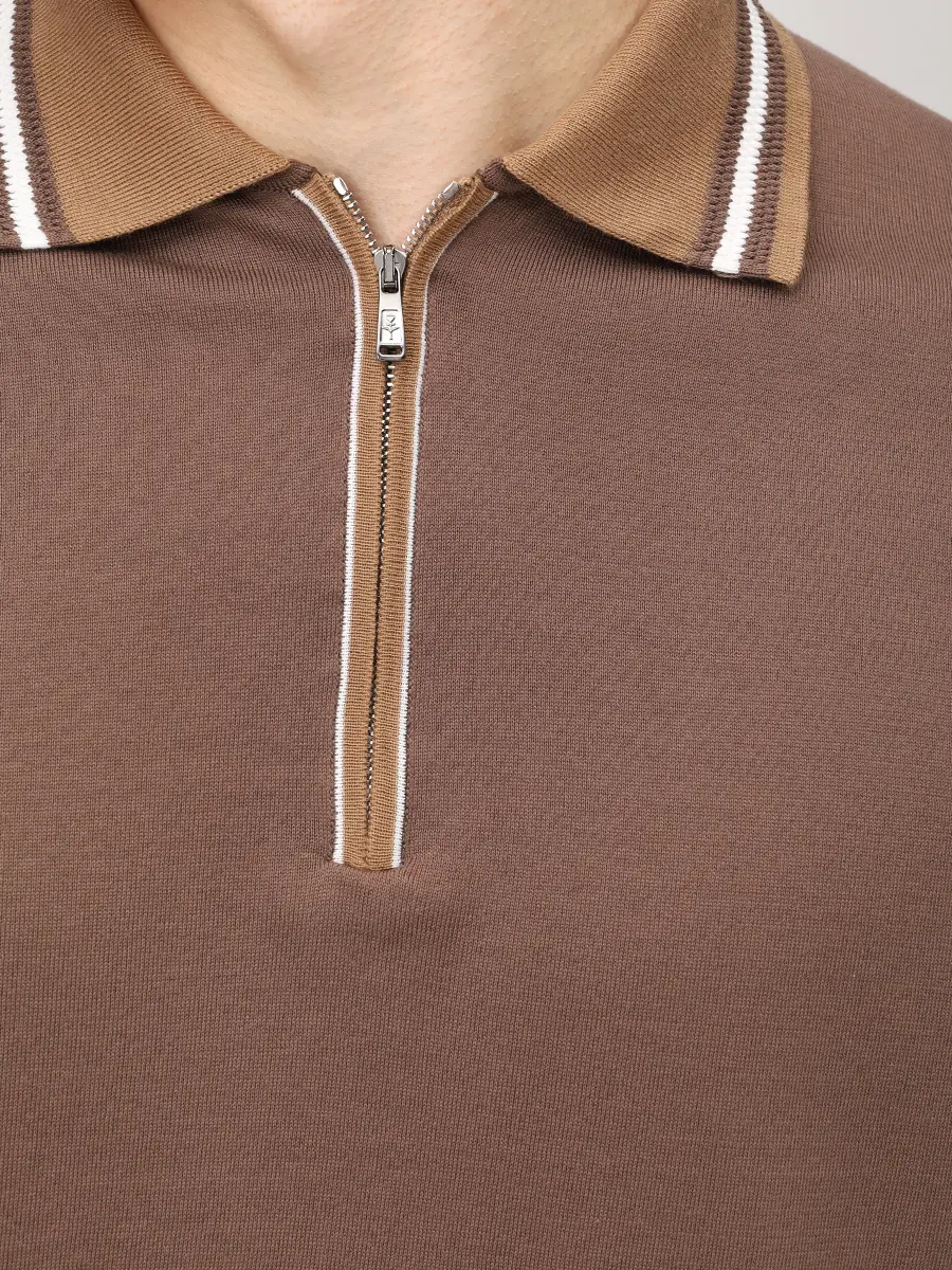 Поло хлопковое FIORONI CASHMERE MK30262C1 4X.3 Коричневый  Фото 5