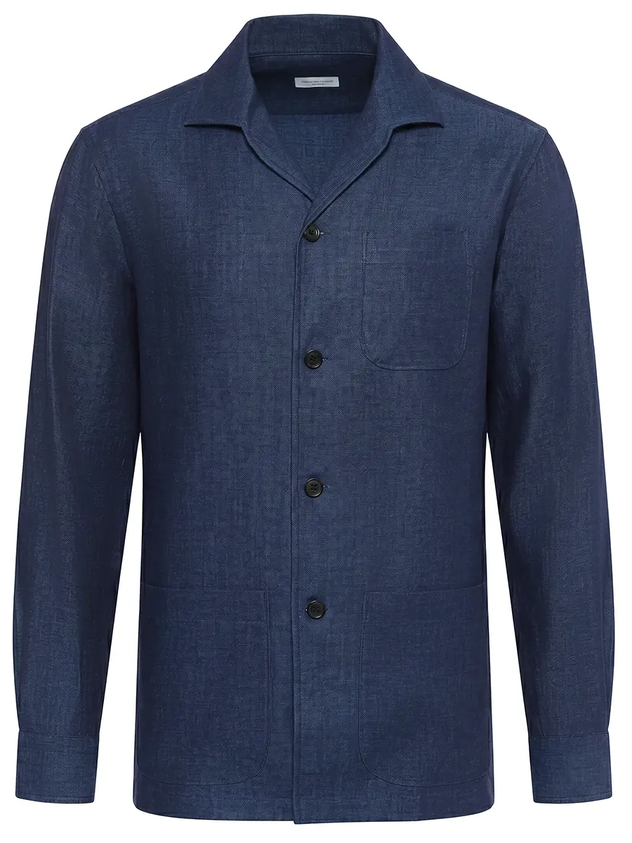 Рубашка Slim Fit льняная MARIA SANTANGELO 20/3650/10 Темно Синий 