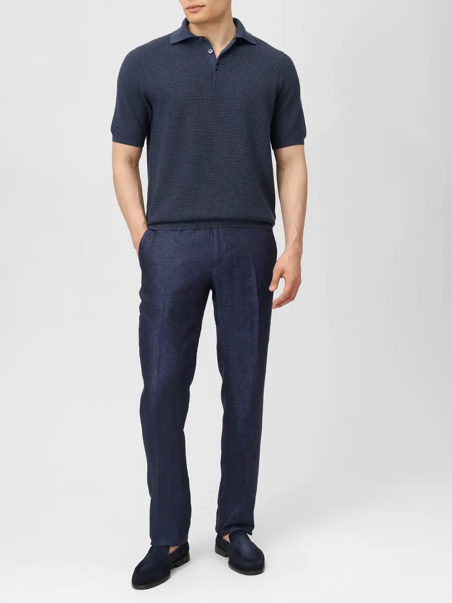 Поло хлопковое FIORONI CASHMERE MK32261C1 X.10 Синий  Фото 2