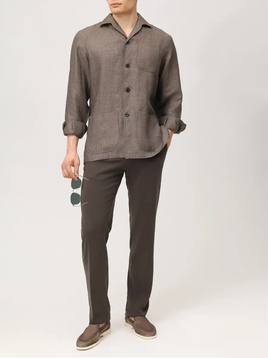 Рубашка Slim Fit льняная MARIA SANTANGELO 20/3650/12 Коричневый  Фото 2