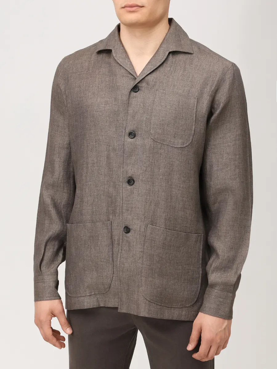 Рубашка Slim Fit льняная MARIA SANTANGELO 20/3650/12 Коричневый  Фото 4