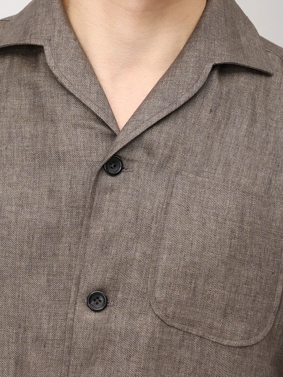 Рубашка Slim Fit льняная MARIA SANTANGELO 20/3650/12 Коричневый  Фото 5