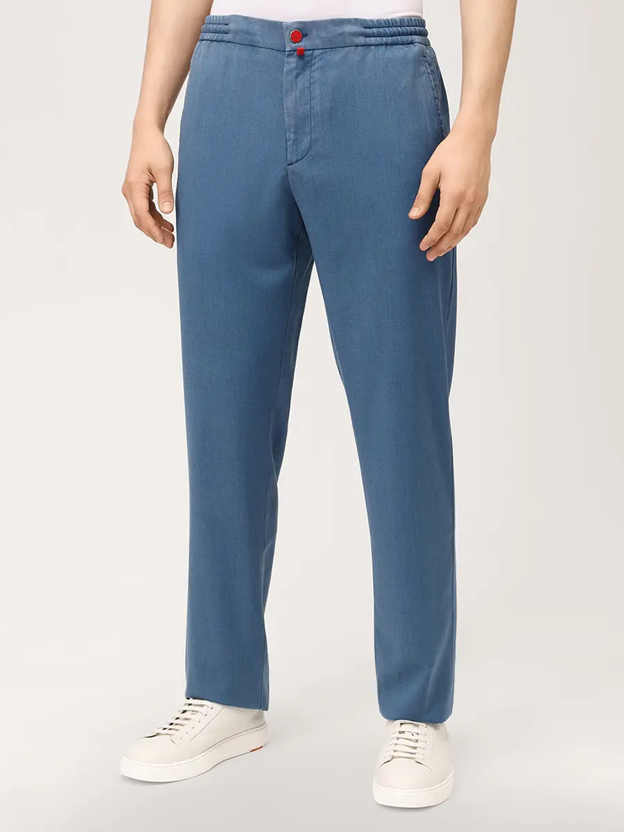 Брюки из шерсти KITON UPLACRK0615H05000 Голубой  Фото 4