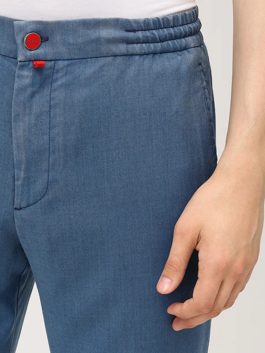 Брюки из шерсти KITON UPLACRK0615H05000 Голубой  Фото 5