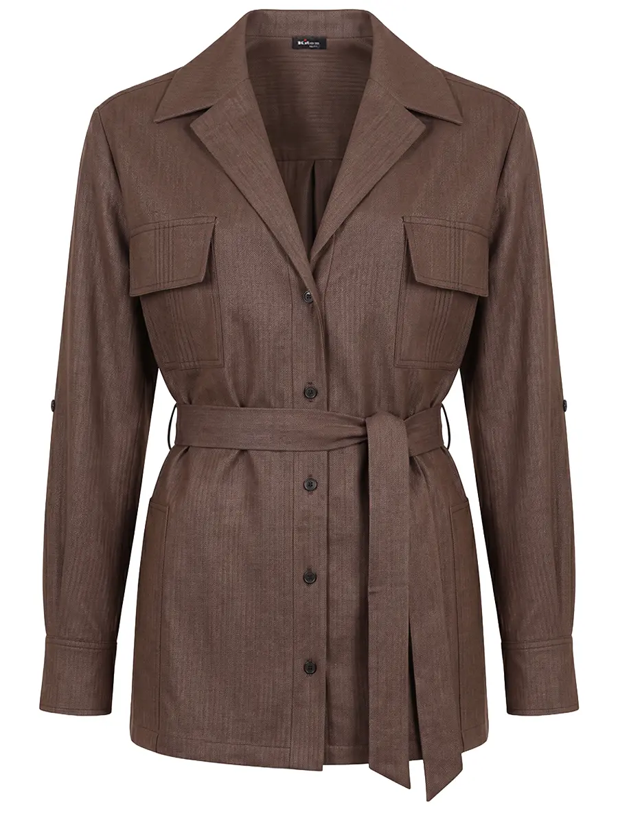 Рубашка льняная KITON D57418K0987G03000 Коричневый 