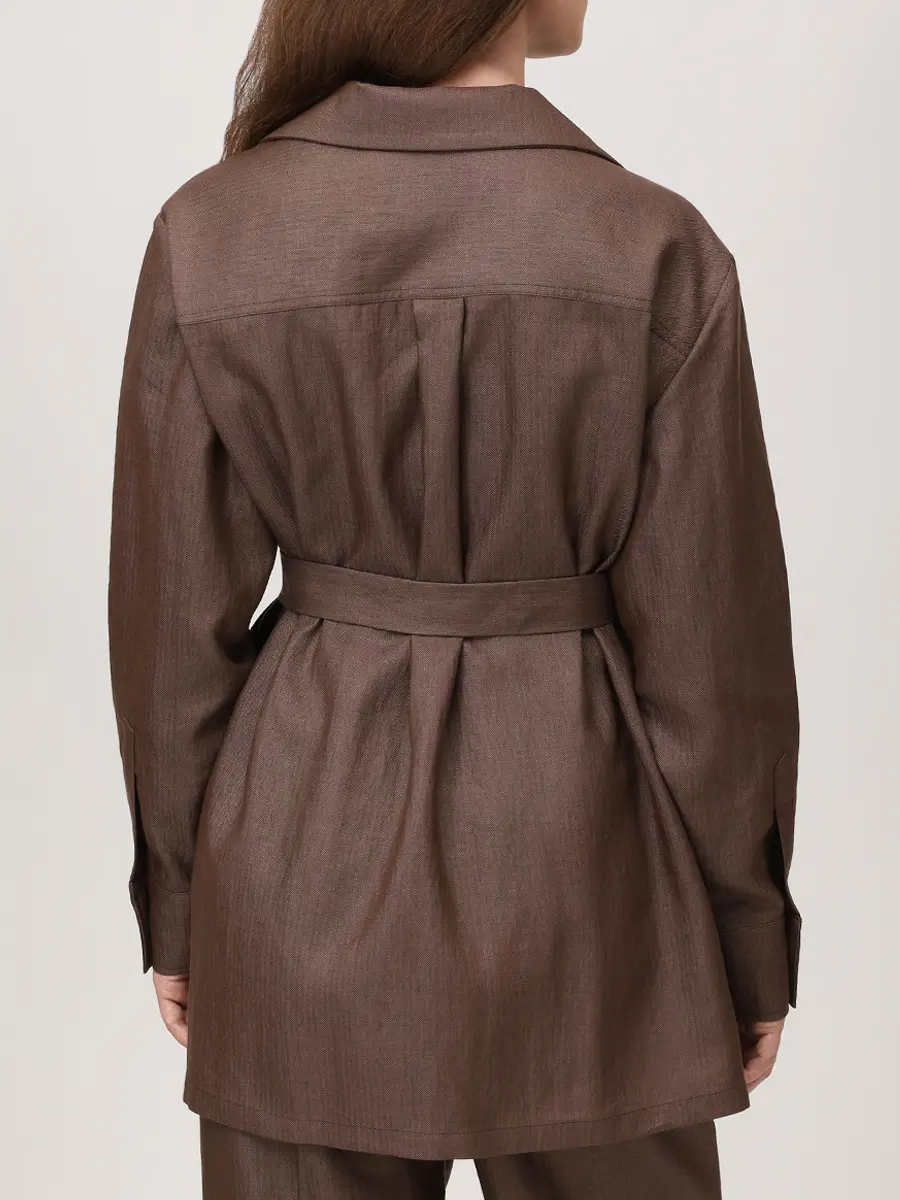 Рубашка льняная KITON D57418K0987G03000 Коричневый  Фото 3