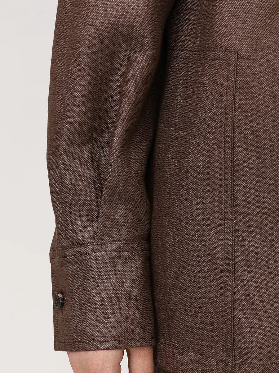 Рубашка льняная KITON D57418K0987G03000 Коричневый  Фото 5