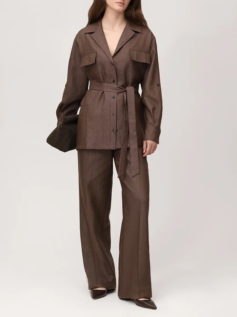 Брюки льняные KITON D48122K0987G03000 Коричневый  Фото 2