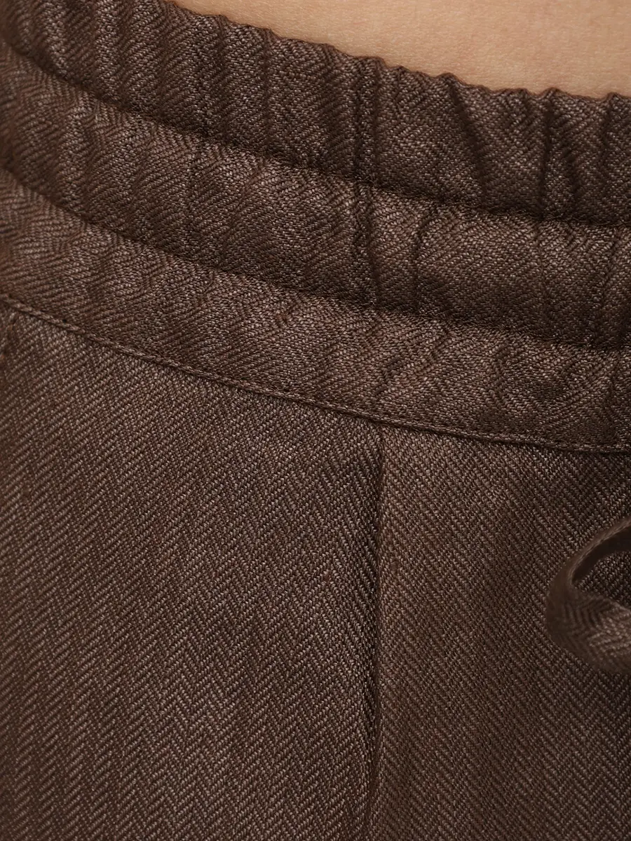 Брюки льняные KITON D48122K0987G03000 Коричневый  Фото 6