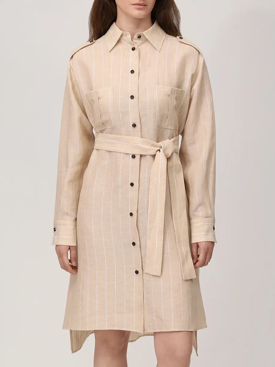 Платье льняное KITON D55368K0971G02004 Бежевый  Фото 4