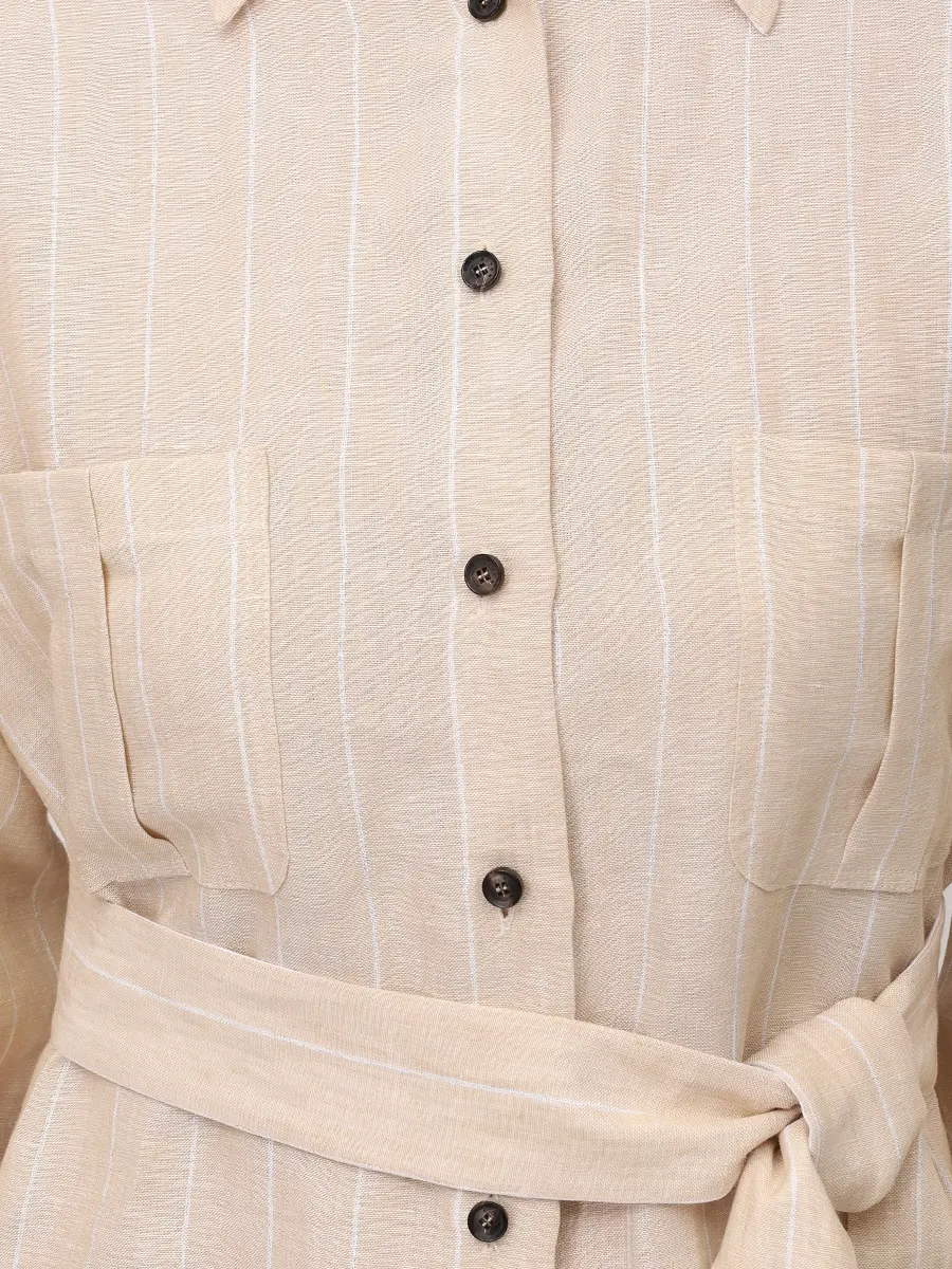 Платье льняное KITON D55368K0971G02004 Бежевый  Фото 5