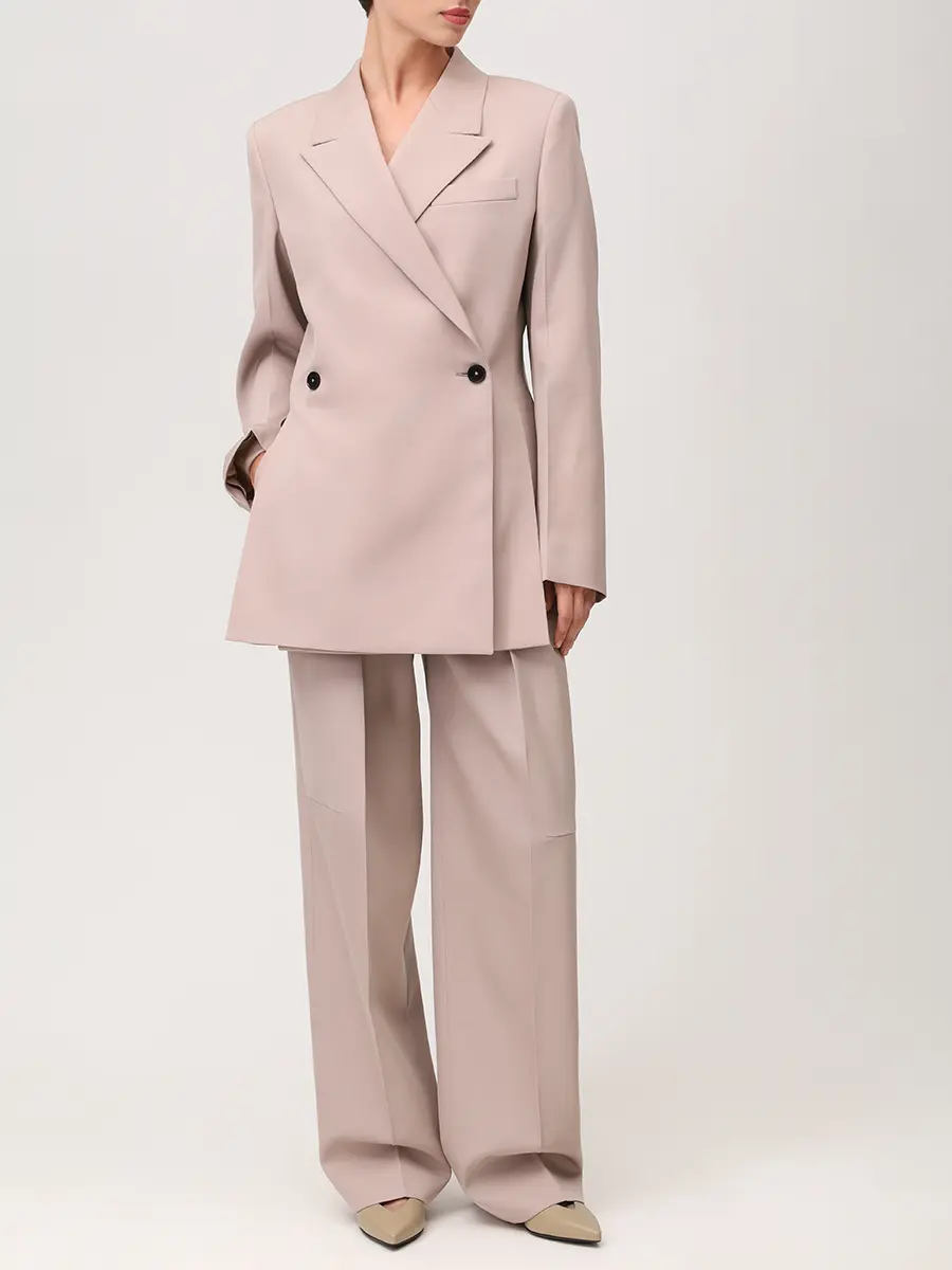 Брюки шерстяные JIL SANDER J01KA0194-J40002-919 Бежевый  Фото 2