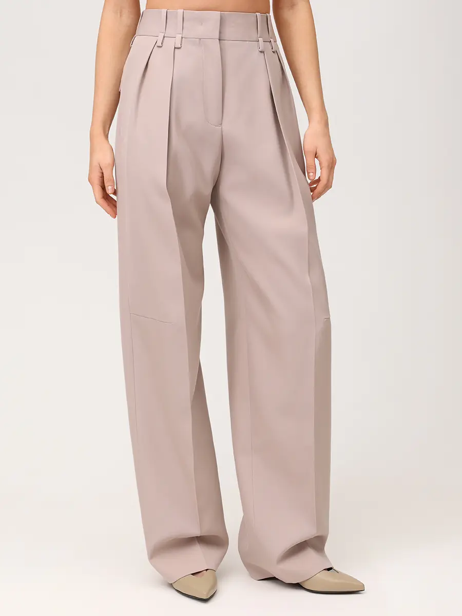 Брюки шерстяные JIL SANDER J01KA0194-J40002-919 Бежевый  Фото 4